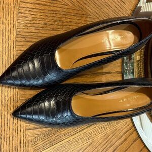 Dries Van Noten crocodile-embossed leather pumps.